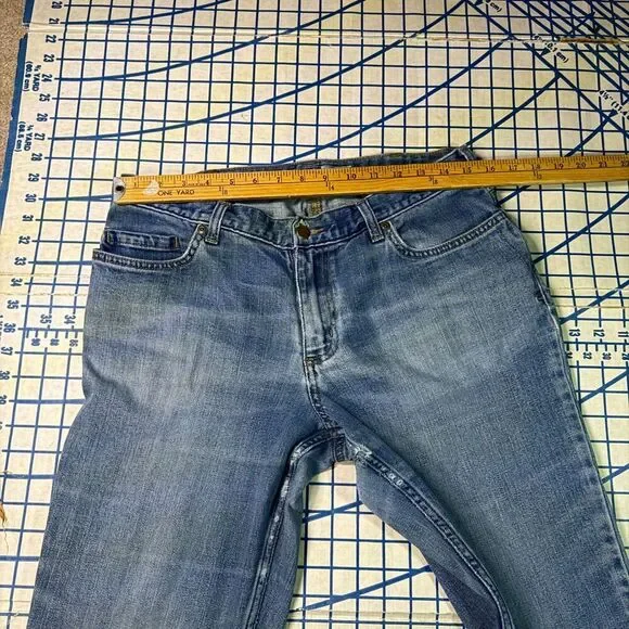 Carhartt Loose Fit Jeans Men’s 12 Tall Blue Denim Straight Workwear Distressed - Picture 9 of 10